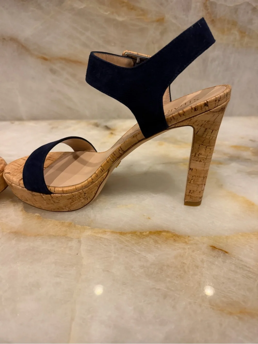 Stuart Weitzman Suede Cork Sandals